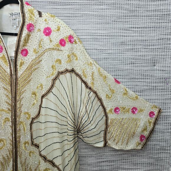 VTG Gunit Silk Beaded Kimono Jacket Womens Size 24 Art Deco 1920's Artsy Flapper - Picture 9 of 16
